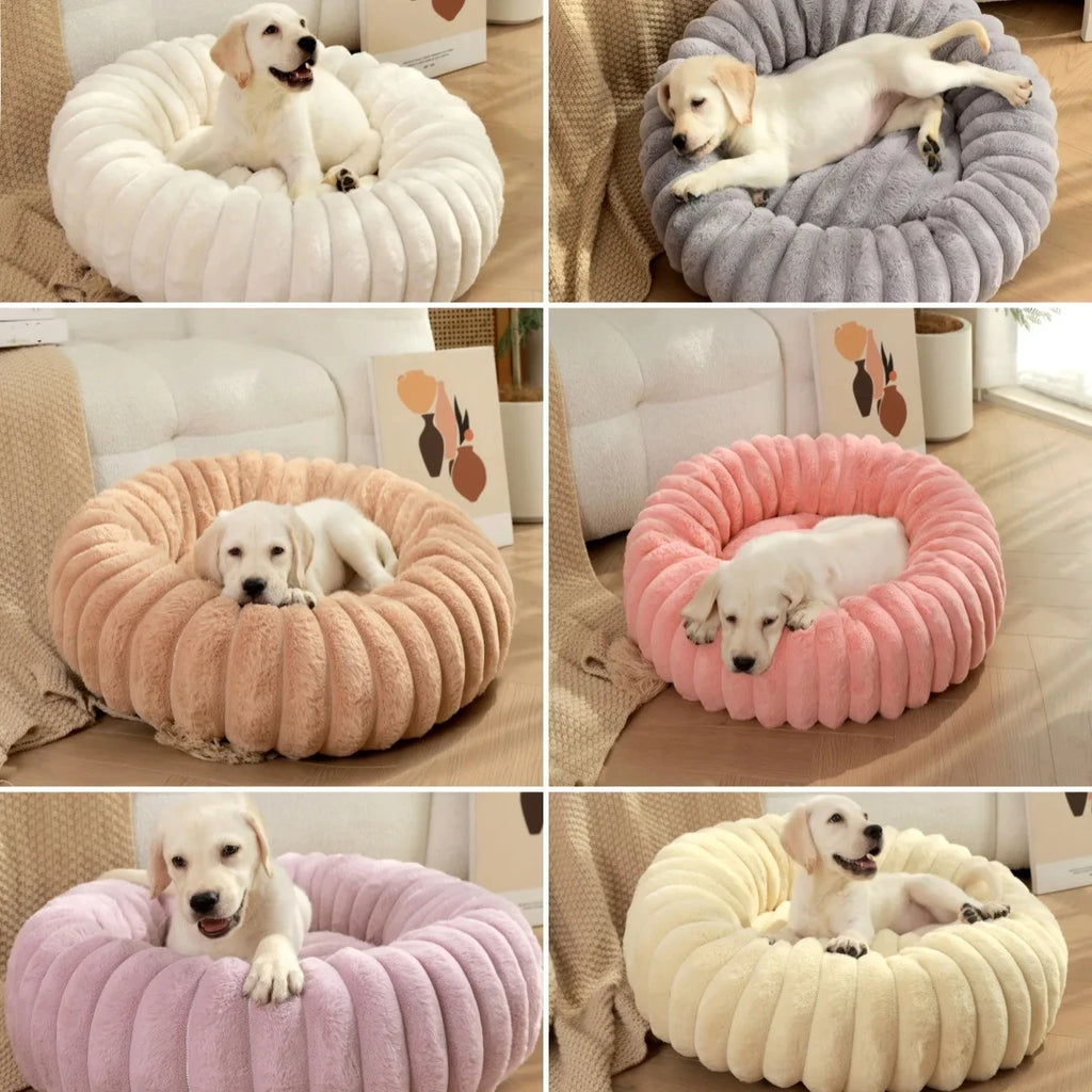 40-70cm Round Pet Bed for Dog Bed Super Soft Cat Bed Long Plush Dog House for Medium Dog House Winter Warm Sleeping
