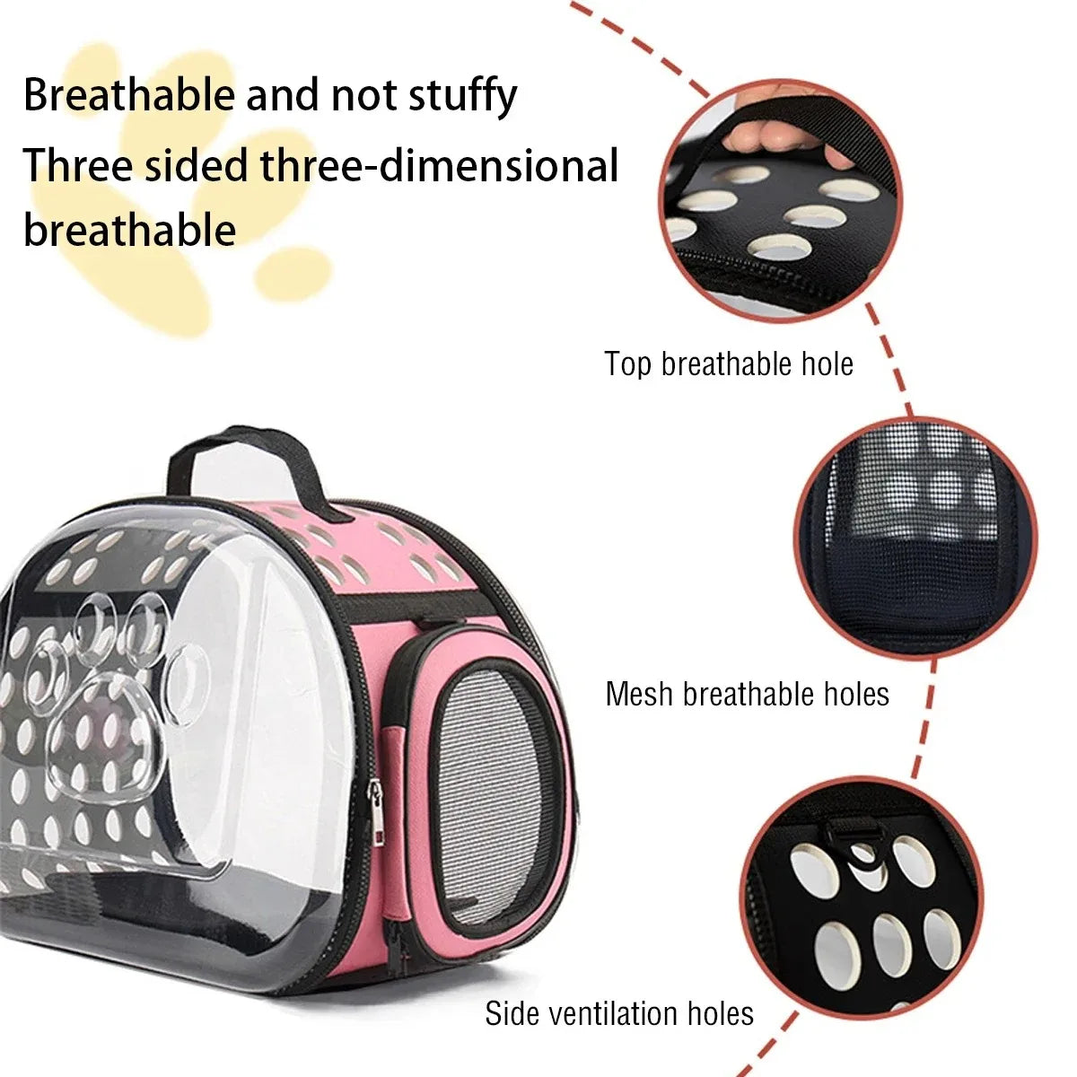 Outdoor Cat Carrier Backpack Pet Shoulder Bag Cat Carrier Travel Breathable Handbag Puppy & Kitten Capsule Transparent Cat Bag