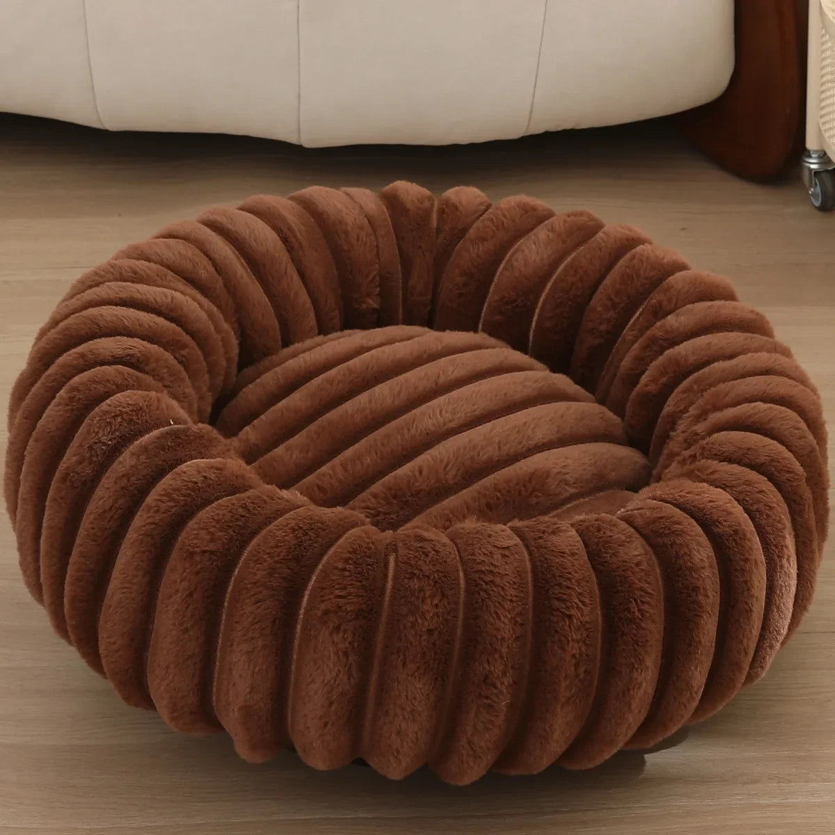 40-70cm Round Pet Bed for Dog Bed Super Soft Cat Bed Long Plush Dog House for Medium Dog House Winter Warm Sleeping