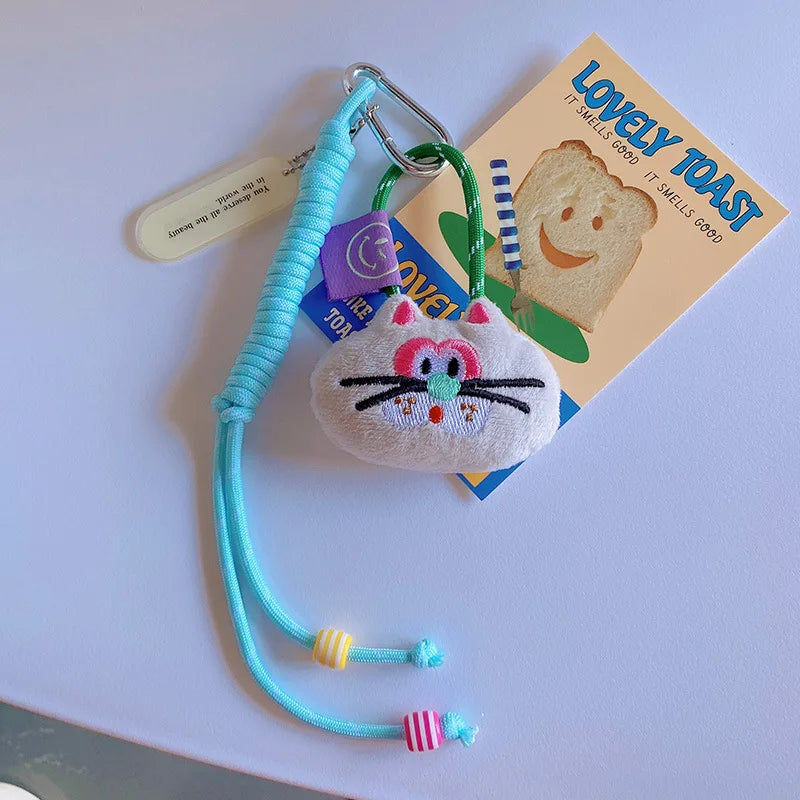 Funny Animal Doll Keychain With Randow Color Lanyard Accessories Mini Animal Doll Cute Keys Keyrings For Bag Pendant Kawaii Gift
