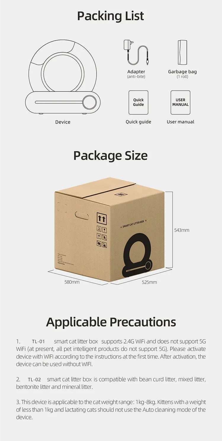 Fully Automatic Smart Cat Litter Box Large Capacity Cat Litter Box APP Remote Control Smart Cat Litter Box Pet Supplies