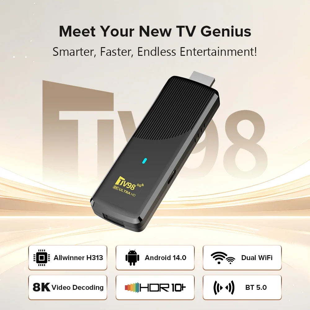 Updated TV98 ATV X9 TV Stick Android 14 Allwinner H313 Quad Core Wifi 4G 5G BT5.0 Voice Remote Smart TV Box HD 4K 8K iptv Stick