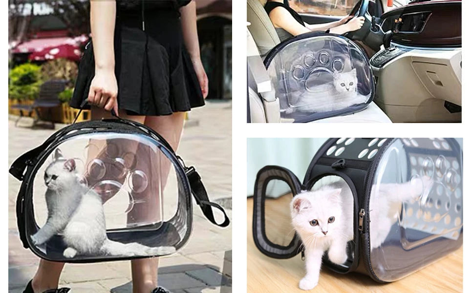 Outdoor Cat Carrier Backpack Pet Shoulder Bag Cat Carrier Travel Breathable Handbag Puppy & Kitten Capsule Transparent Cat Bag