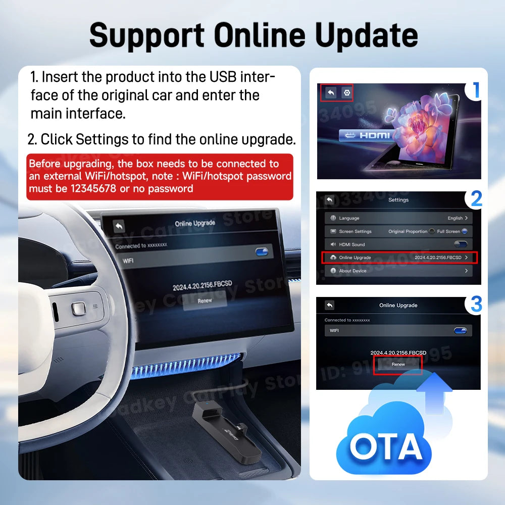 Carlinkit Supports Fire TV Stick Converter TV Streaming Box HDMI Wireless CarPlay TV Adapter  for Fire TV Stick HD 4K Max Lite