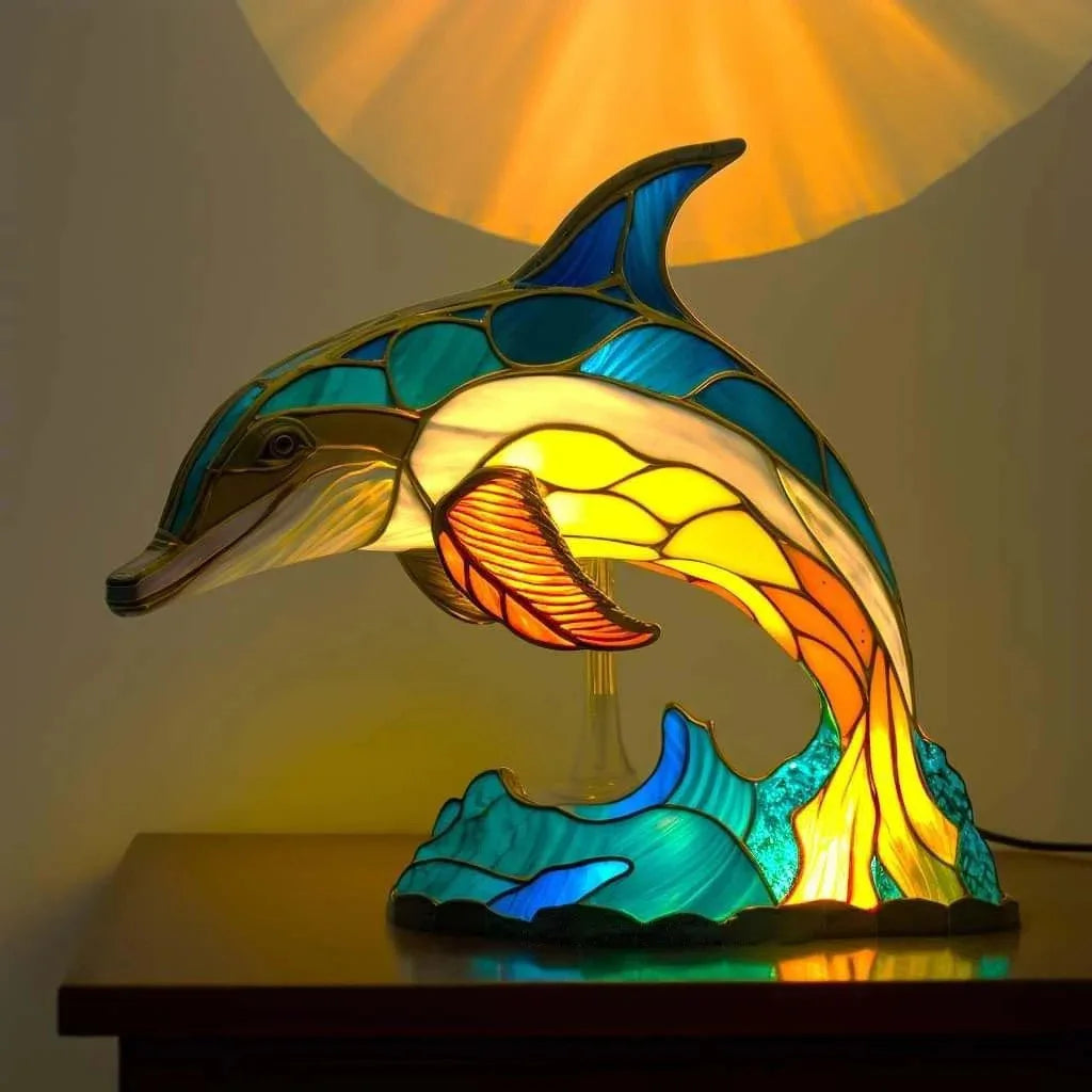 Animal Series Desk Lamp LED Decorative Night Stand Light Lamp Colorful Vintage Stained Resin Table Lamp Home Accessories