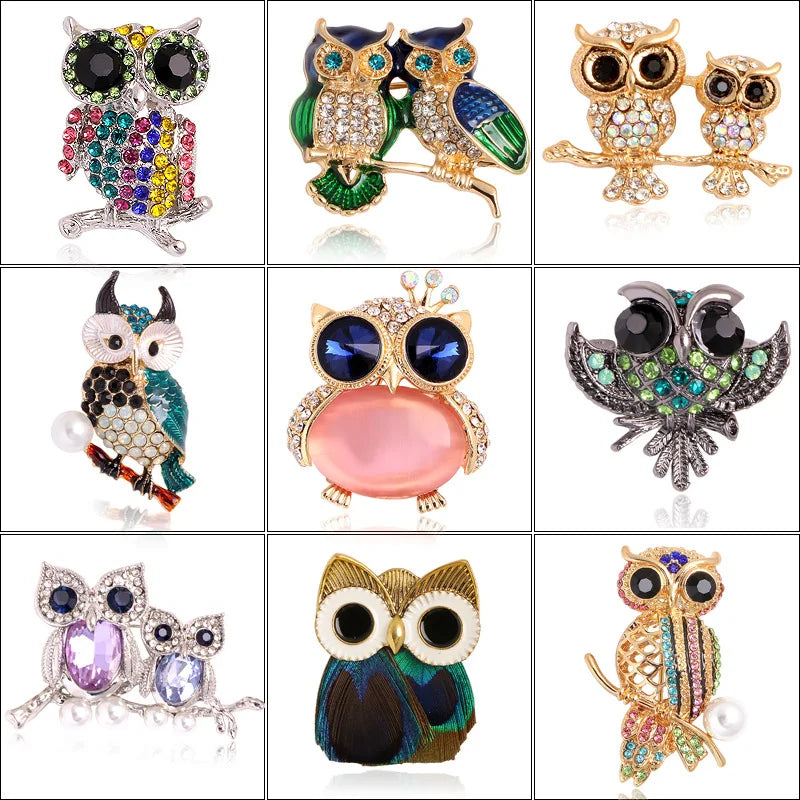 Cute rhinestone owl series brooch personalized versatile animal accessories clothes bag hat pin