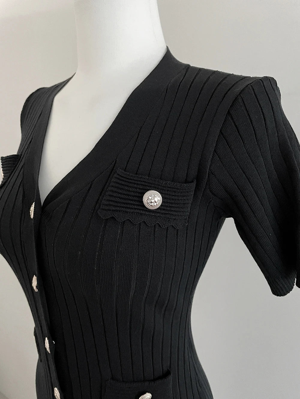 Summer Midi Dress Women Knitted Black Bodycon Korea Style Ruffle Ladies Dresses Elegant Fashion Casual Woman Long Sleeve Dress