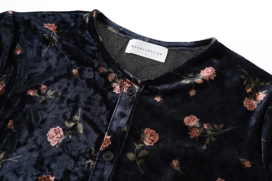 AS AW25 velvet print shirring woman dress elegance lady dressy wear