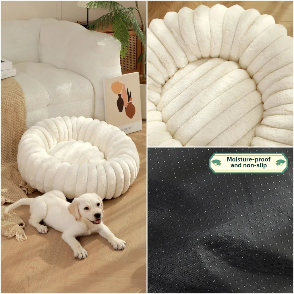 40-70cm Round Pet Bed for Dog Bed Super Soft Cat Bed Long Plush Dog House for Medium Dog House Winter Warm Sleeping