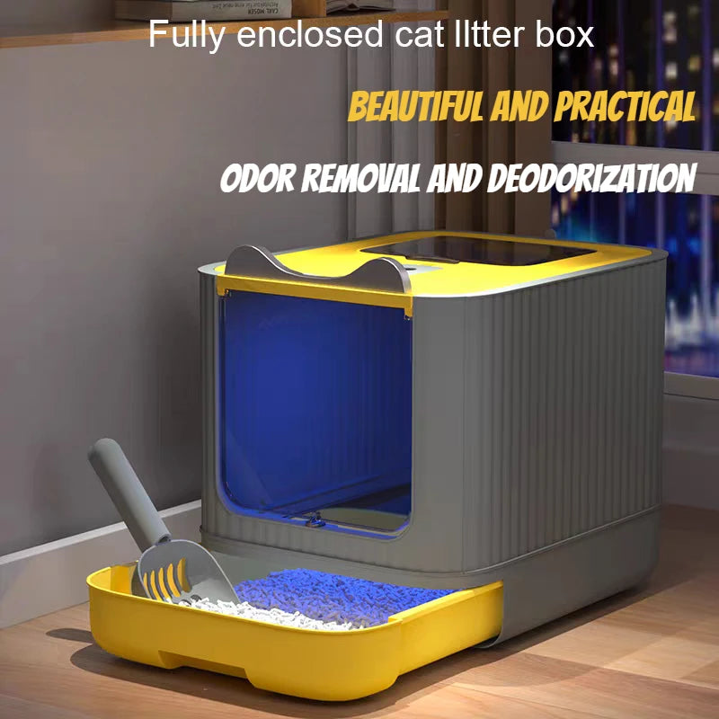 Cat litter basin oversized splash-proof fully enclosed cat toilet sterilization deodorant drawer cat litter basin cat litter box