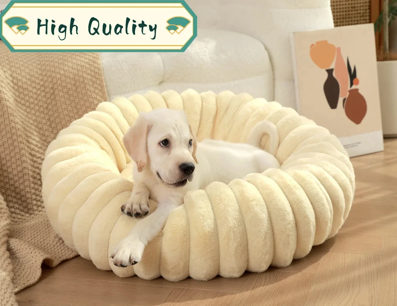 40-70cm Round Pet Bed for Dog Bed Super Soft Cat Bed Long Plush Dog House for Medium Dog House Winter Warm Sleeping