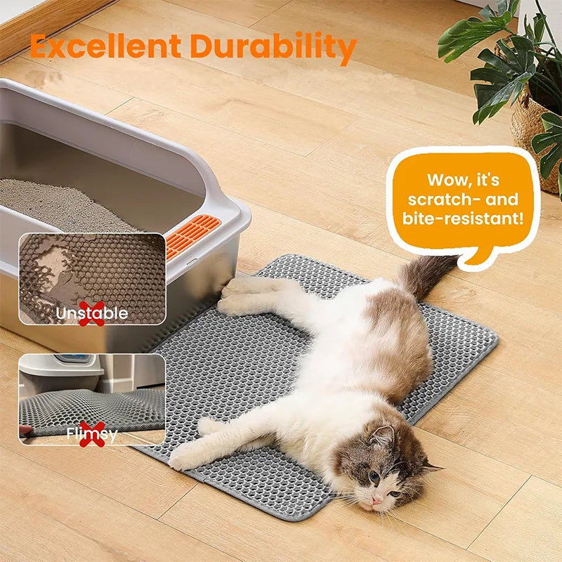Soft double-layer cat litter mat, waterproof and thickened cat litter collection mat, cat litter cleaning products
