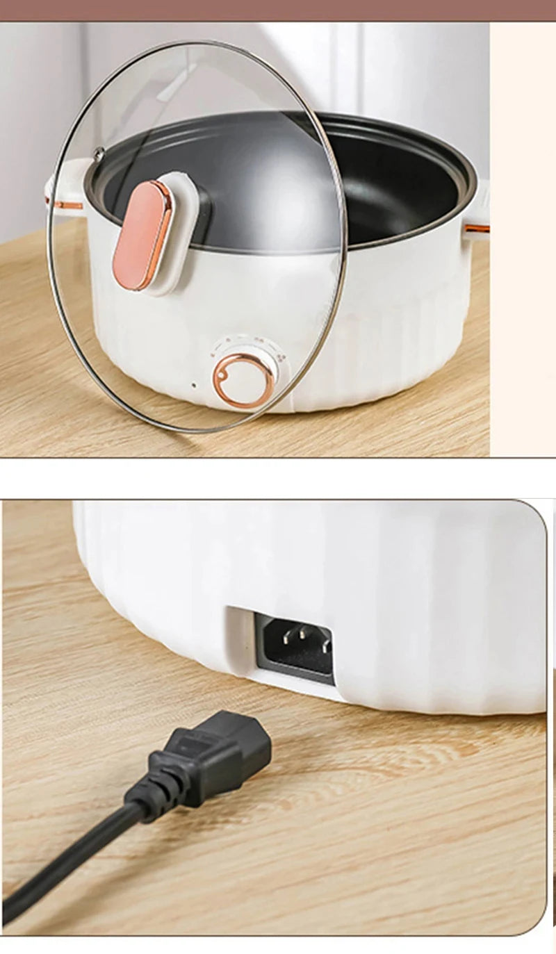 Portable Electric Multifunctional Cooker Household Double Layer Hot Pot Mini Non-stick Cookware for Kitchen and Home Appliance