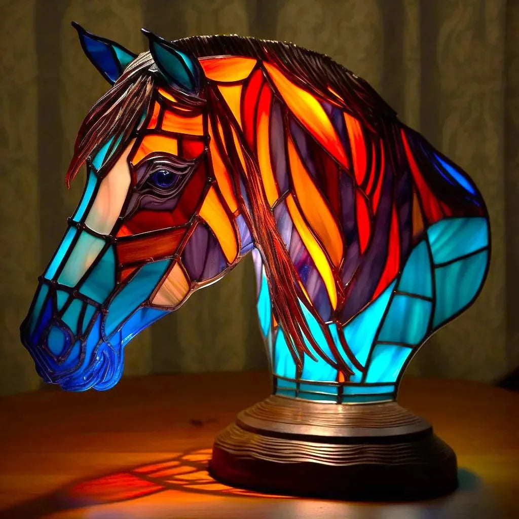 Animal Series Desk Lamp LED Decorative Night Stand Light Lamp Colorful Vintage Stained Resin Table Lamp Home Accessories