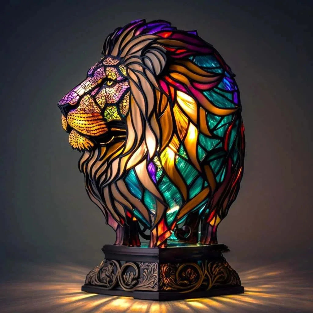 Animal Series Desk Lamp LED Decorative Night Stand Light Lamp Colorful Vintage Stained Resin Table Lamp Home Accessories