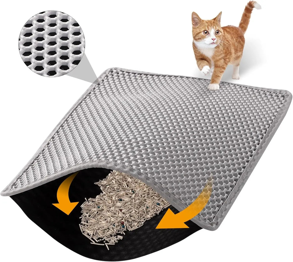 Soft double-layer cat litter mat, waterproof and thickened cat litter collection mat, cat litter cleaning products