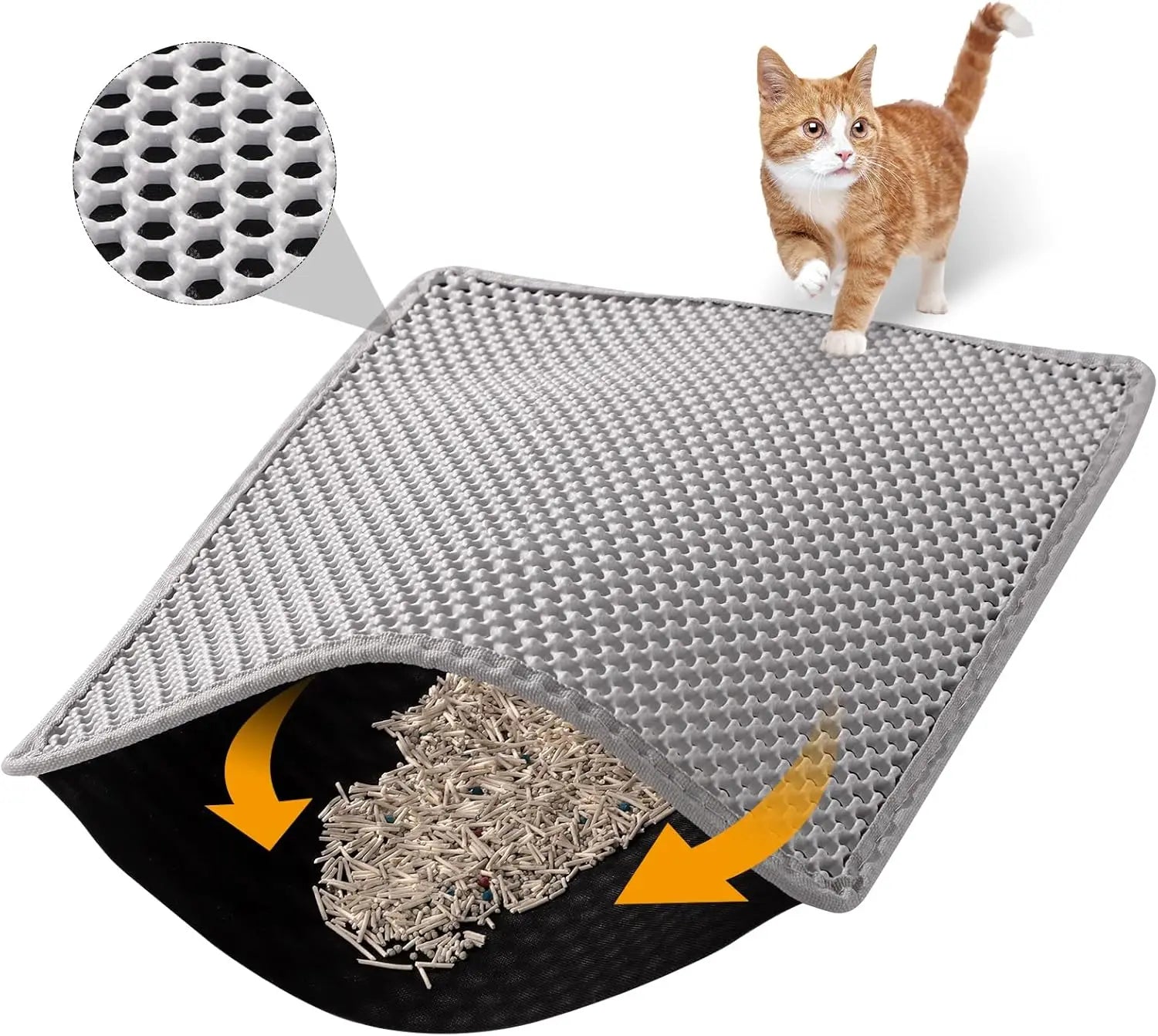 Soft double-layer cat litter mat, waterproof and thickened cat litter collection mat, cat litter cleaning products
