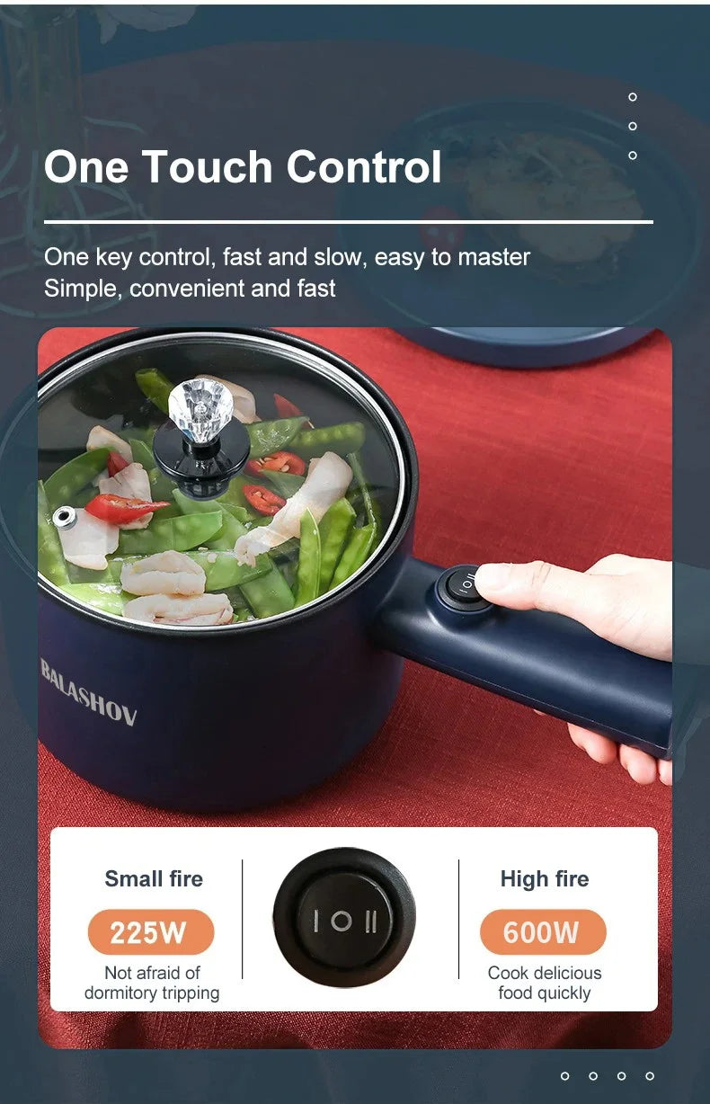 Mini Electric Cooker Multi-Function All-In-One Pot Single Double Layer Household Noodle Cooker Non-Stick Hot Pot Kitchen Tool
