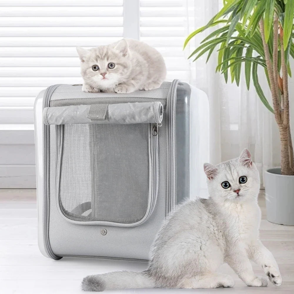 Cat Carrier, Double Sided Transparent Pet Cat Carrier, Ventilated Design for Carrying Cats, Large Space Pet Carrier Backpack