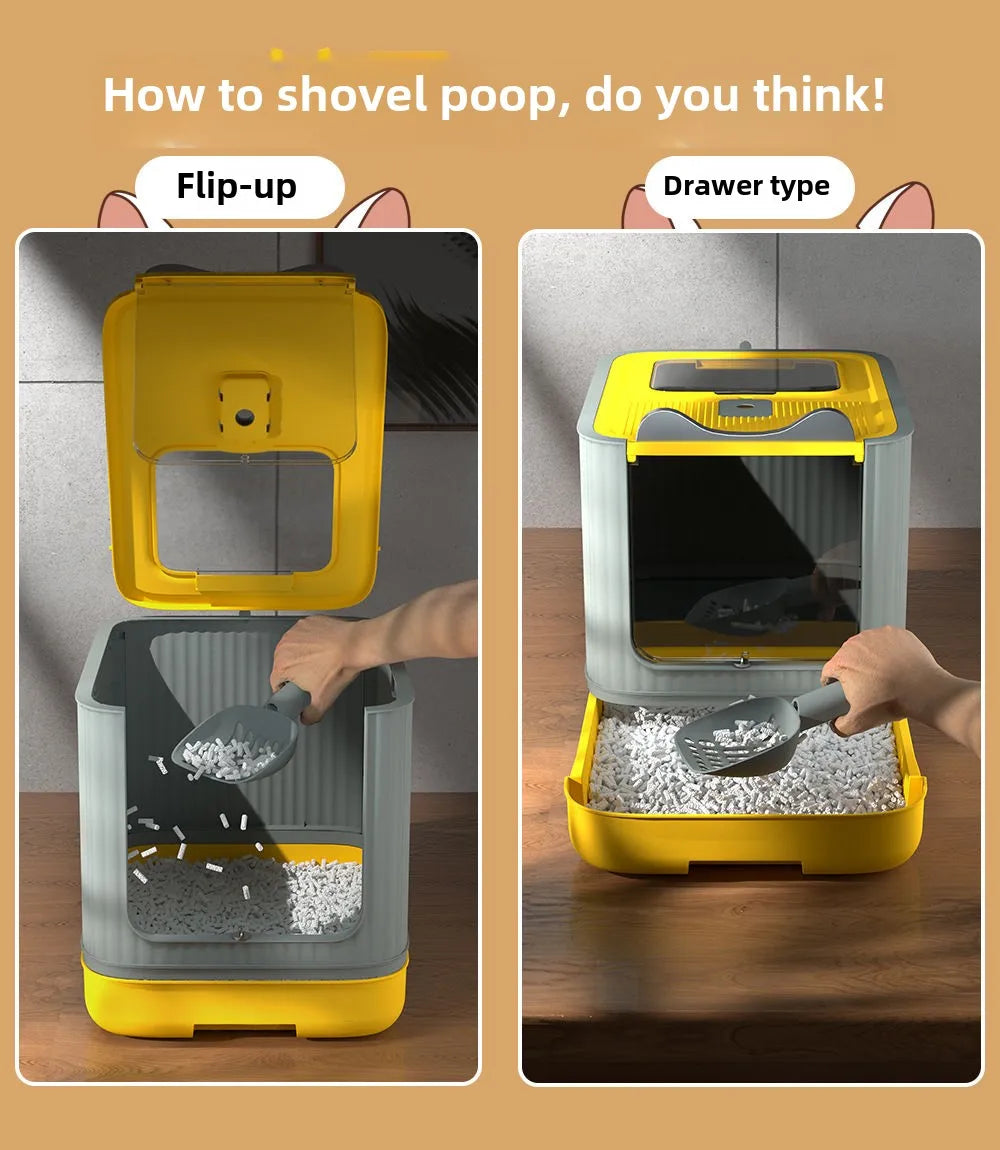 Cat litter basin oversized splash-proof fully enclosed cat toilet sterilization deodorant drawer cat litter basin cat litter box