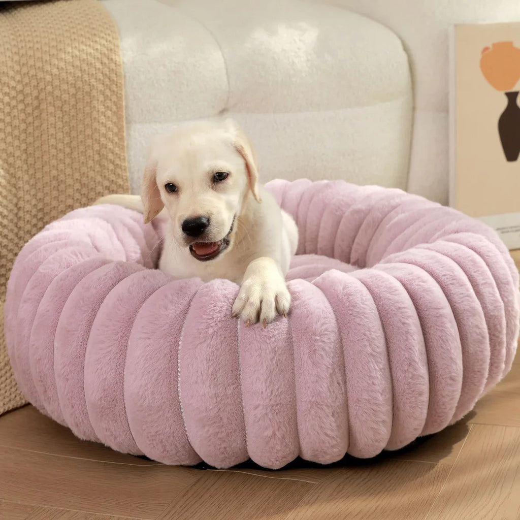 40-70cm Round Pet Bed for Dog Bed Super Soft Cat Bed Long Plush Dog House for Medium Dog House Winter Warm Sleeping