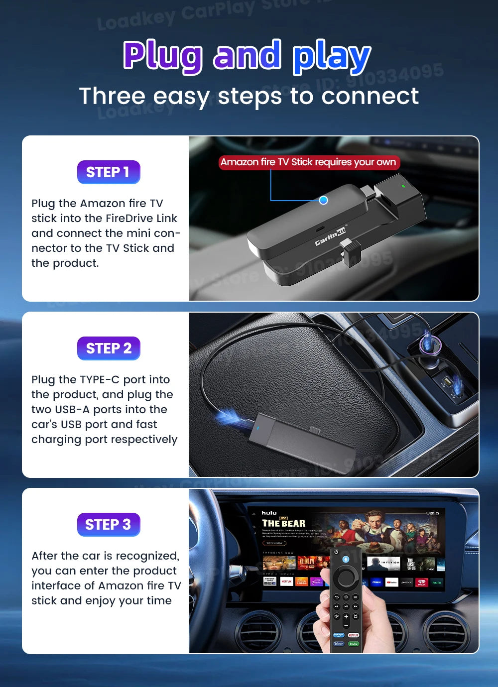 Carlinkit Supports Fire TV Stick Converter TV Streaming Box HDMI Wireless CarPlay TV Adapter  for Fire TV Stick HD 4K Max Lite