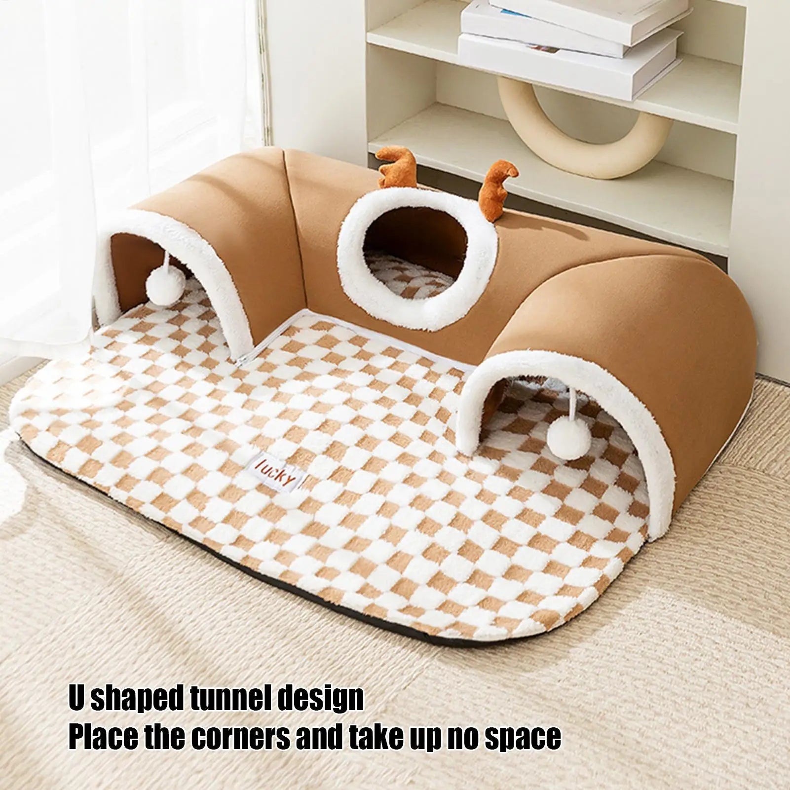 Cat Bed Tunnel Cat Play Tunnel Warm Shelter Tent House Toys for Dog Pet Animal Indoor Outdoor Wall-Corner Games Outside