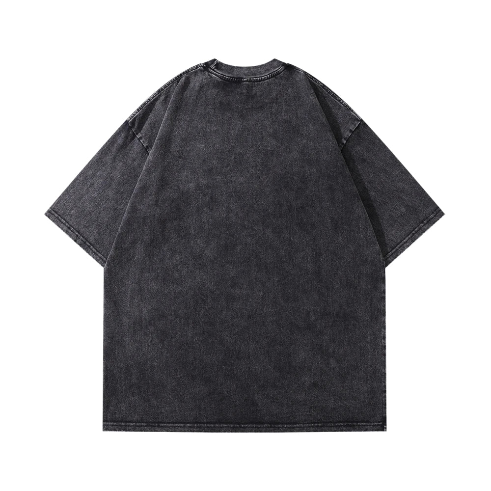 Washed Distressed Printed Oversized T-Shirt Dog Tees for Men Women Baggy Aesthetic Clothing Tops Vintage Goth Clothes Streetwear