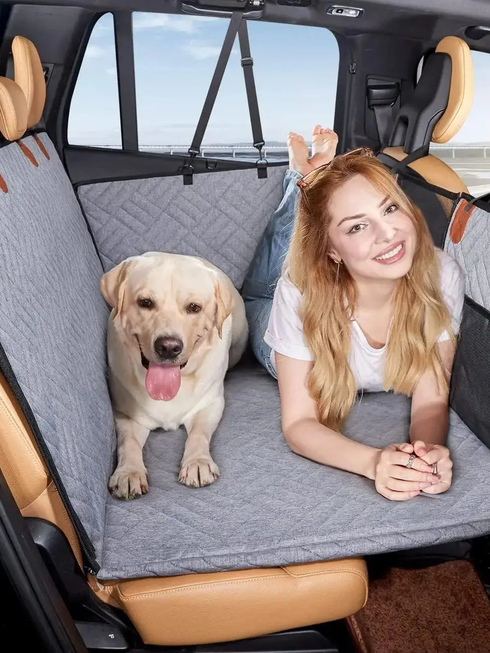 2024 New Design Large Pet Back Seat Extender Car Backseat Protector Hammock Dog Car Seat Cover Hard Bottom for Travel