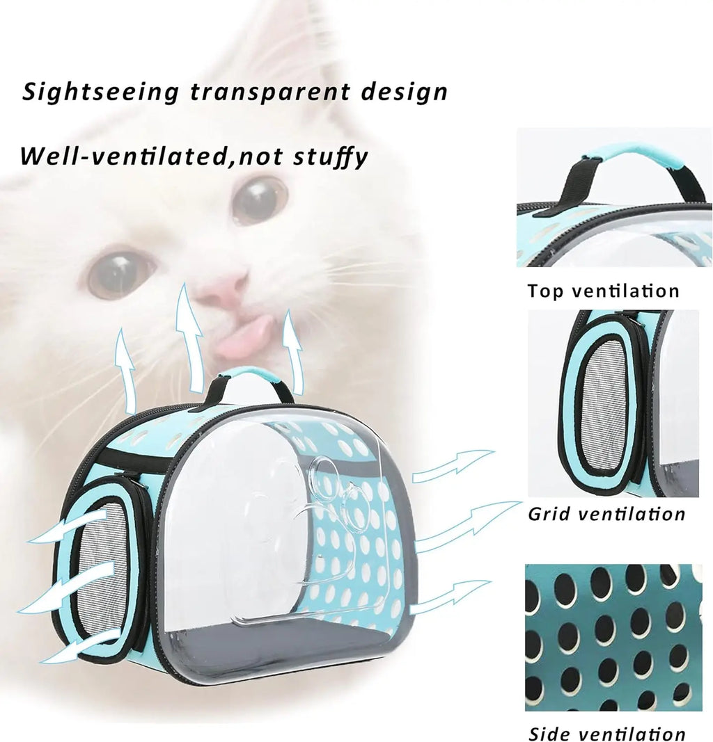 Outdoor Cat Carrier Backpack Pet Shoulder Bag Cat Carrier Travel Breathable Handbag Puppy & Kitten Capsule Transparent Cat Bag