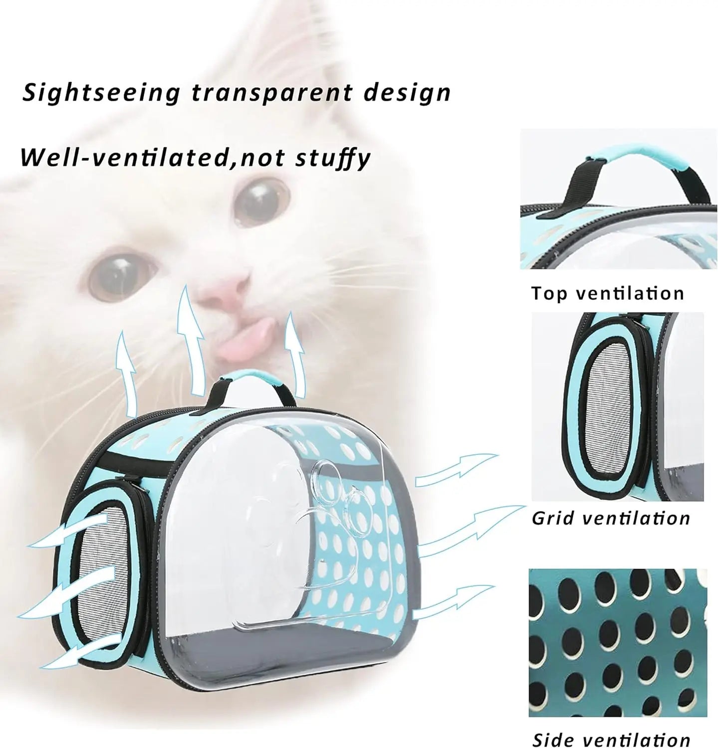Outdoor Cat Carrier Backpack Pet Shoulder Bag Cat Carrier Travel Breathable Handbag Puppy & Kitten Capsule Transparent Cat Bag