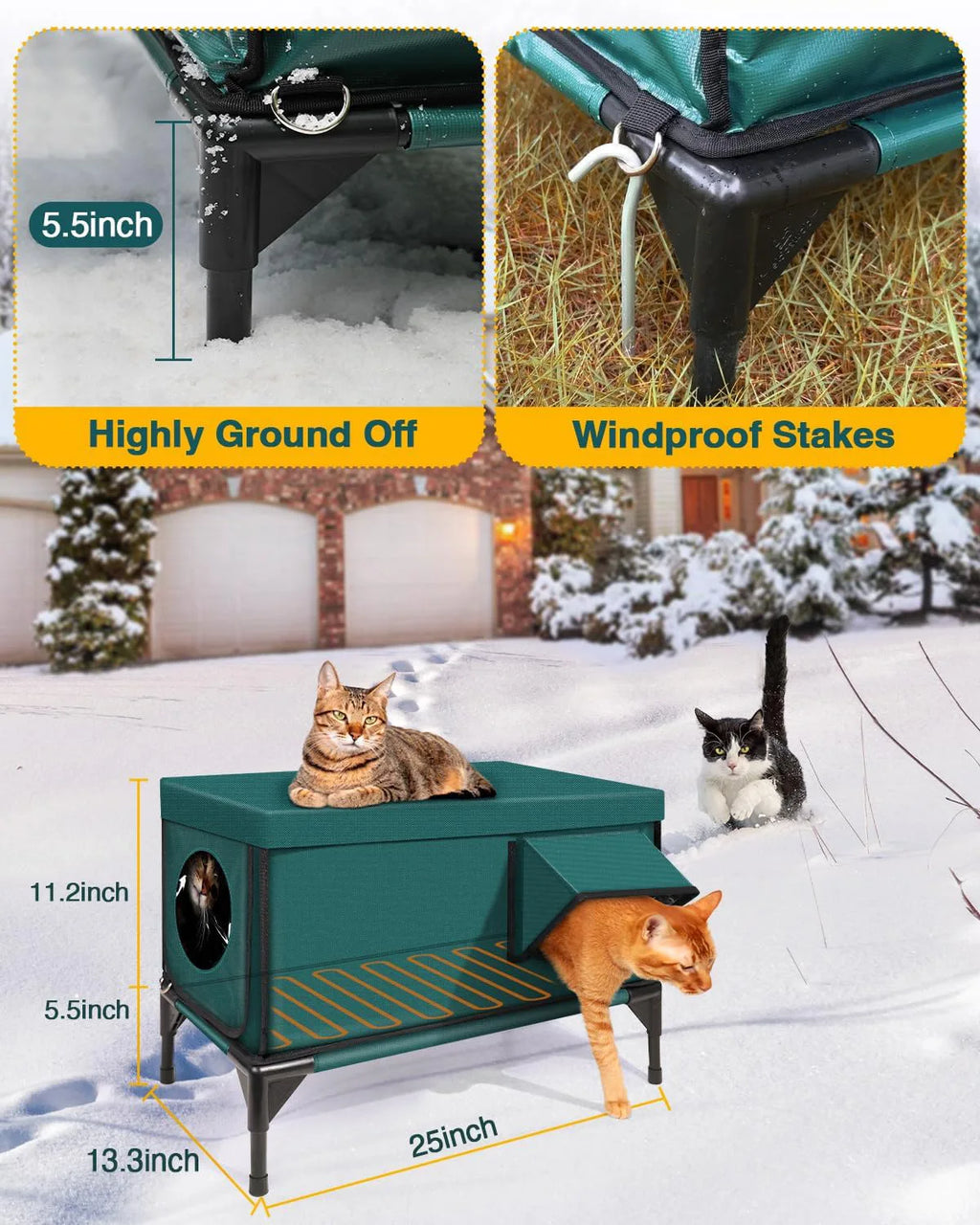 Indestructible Heated Cat House For Outside Waterproof Safe Outdoor Cat Shelter With Heater For Cat