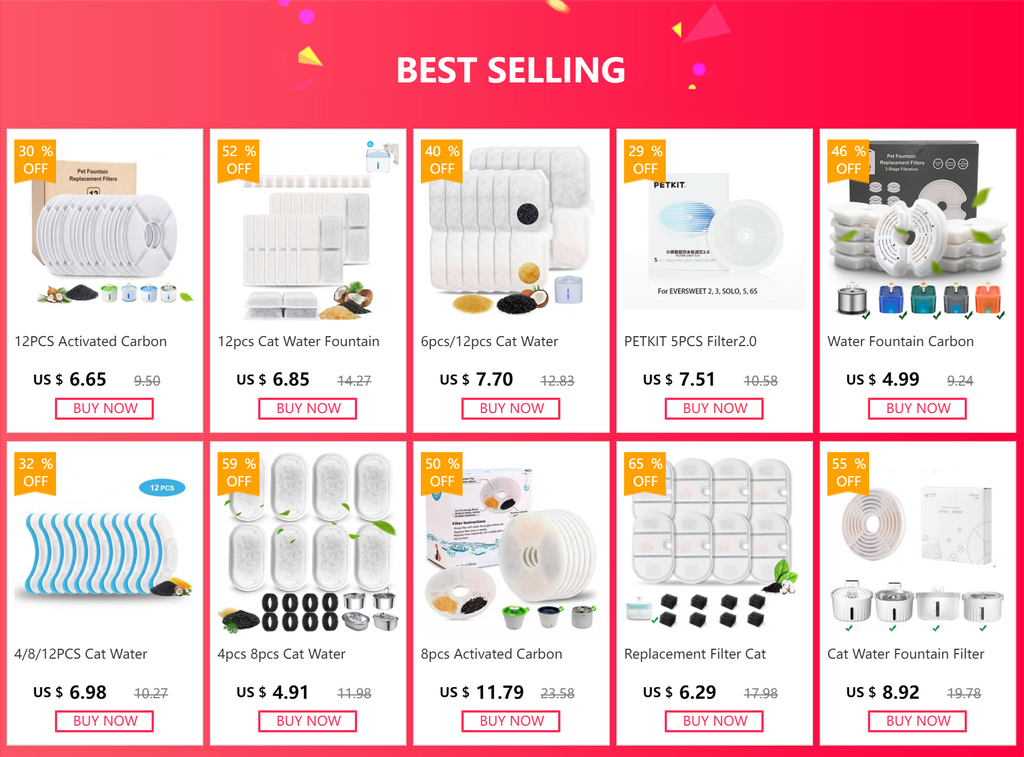 Cat Water Fountain Filter Replacement Filters for Battery Operated Cat Water Fountain Activated Carbon Filters