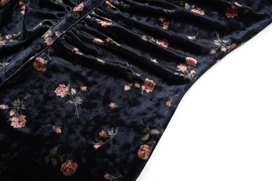 AS AW25 velvet print shirring woman dress elegance lady dressy wear