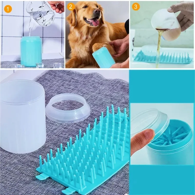 Pet Paw Cleaner Soft Silicone Foot Cleaning Brush Portable Pet Dogs Towel Foot Washer Cleaning Bucket Clean Brush Supplies