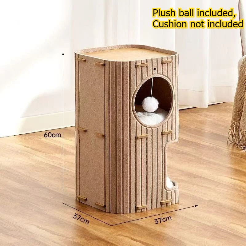 2 or 3 Story Cat Villa, Cat Climbing Frame, Shelter House, Multi-cat Family Cat House, Pet Cave, with Plush Ball But No Cushion
