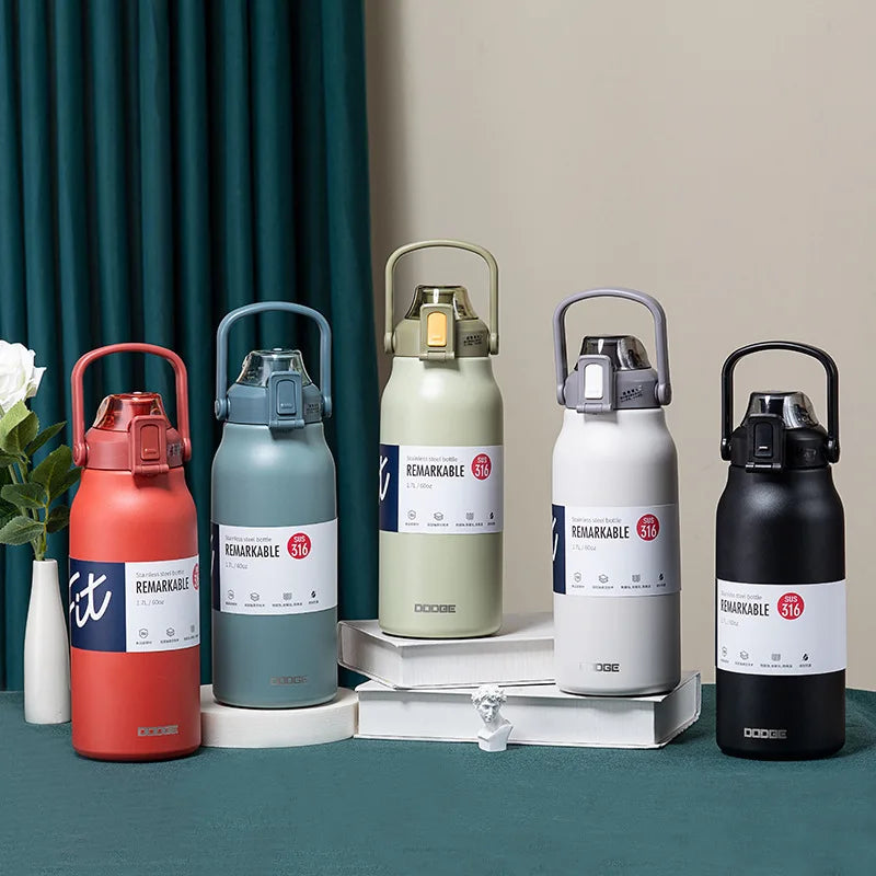 Tumbler Thermo Bottle Large Capacity With Straw Stainless Steel Thermal Water Bottle Cold and Hot Thermos Cup Vacuum Flask Gym
