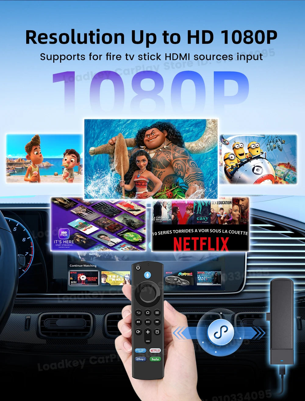 Carlinkit Supports Fire TV Stick Converter TV Streaming Box HDMI Wireless CarPlay TV Adapter  for Fire TV Stick HD 4K Max Lite