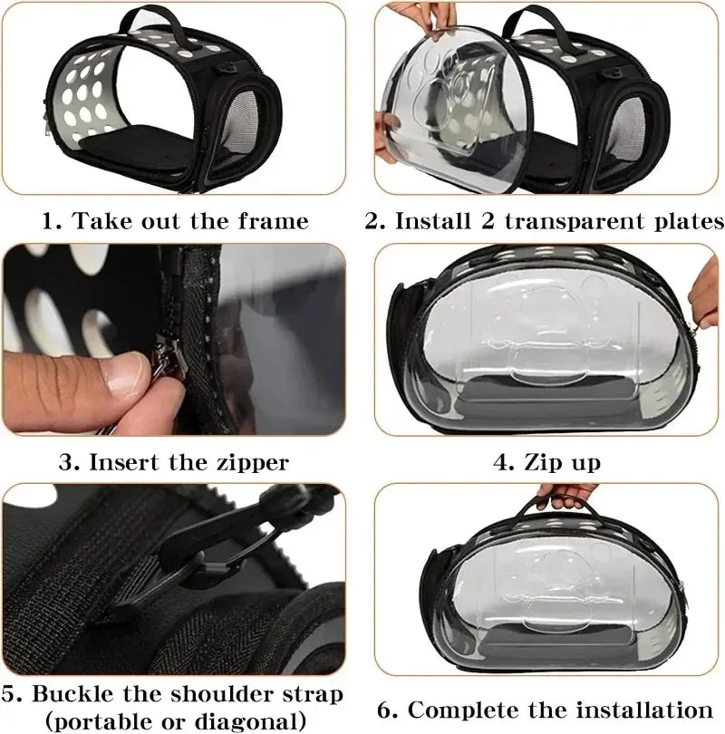 Outdoor Cat Carrier Backpack Pet Shoulder Bag Cat Carrier Travel Breathable Handbag Puppy & Kitten Capsule Transparent Cat Bag