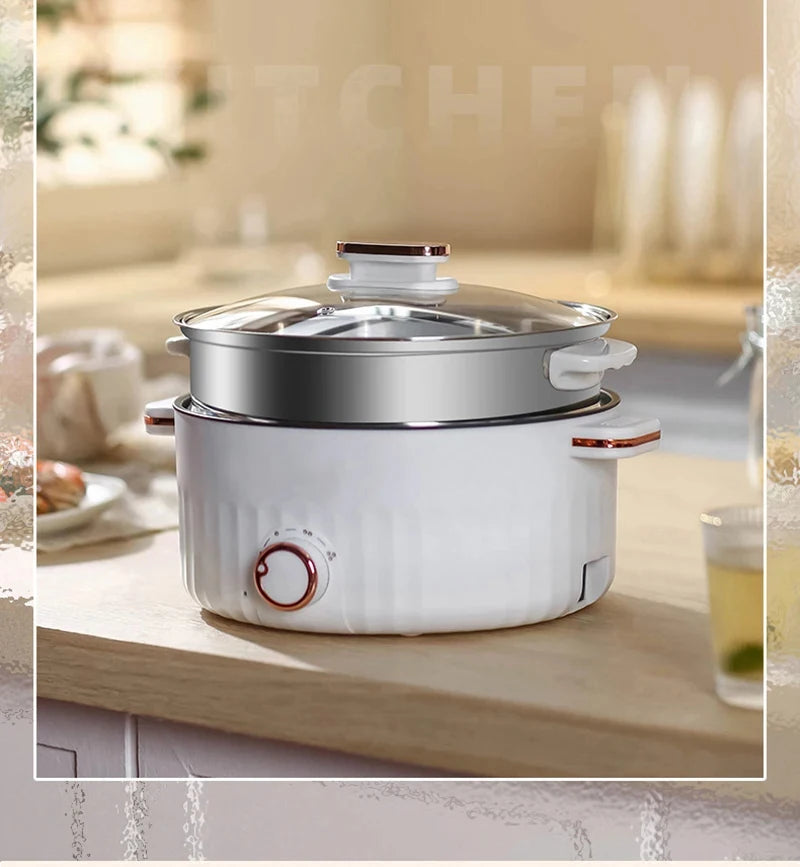 Portable Electric Multifunctional Cooker Household Double Layer Hot Pot Mini Non-stick Cookware for Kitchen and Home Appliance