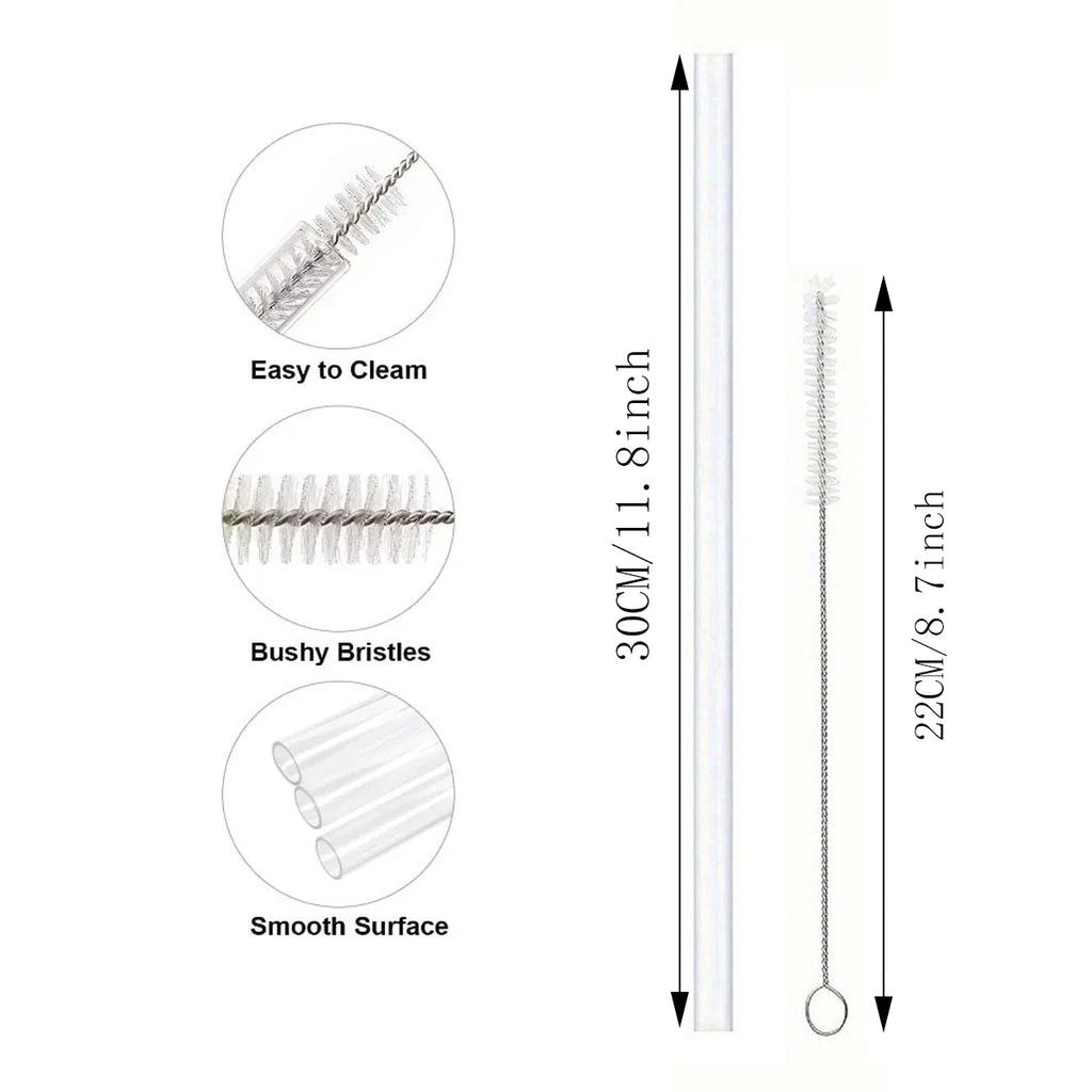 Replacement Straws for Stanley 40 oz Cup Tumbler, 4/8/12PCS Clear Reusable PVC Straws, 2 Straw Brushes,for Stanley Cup