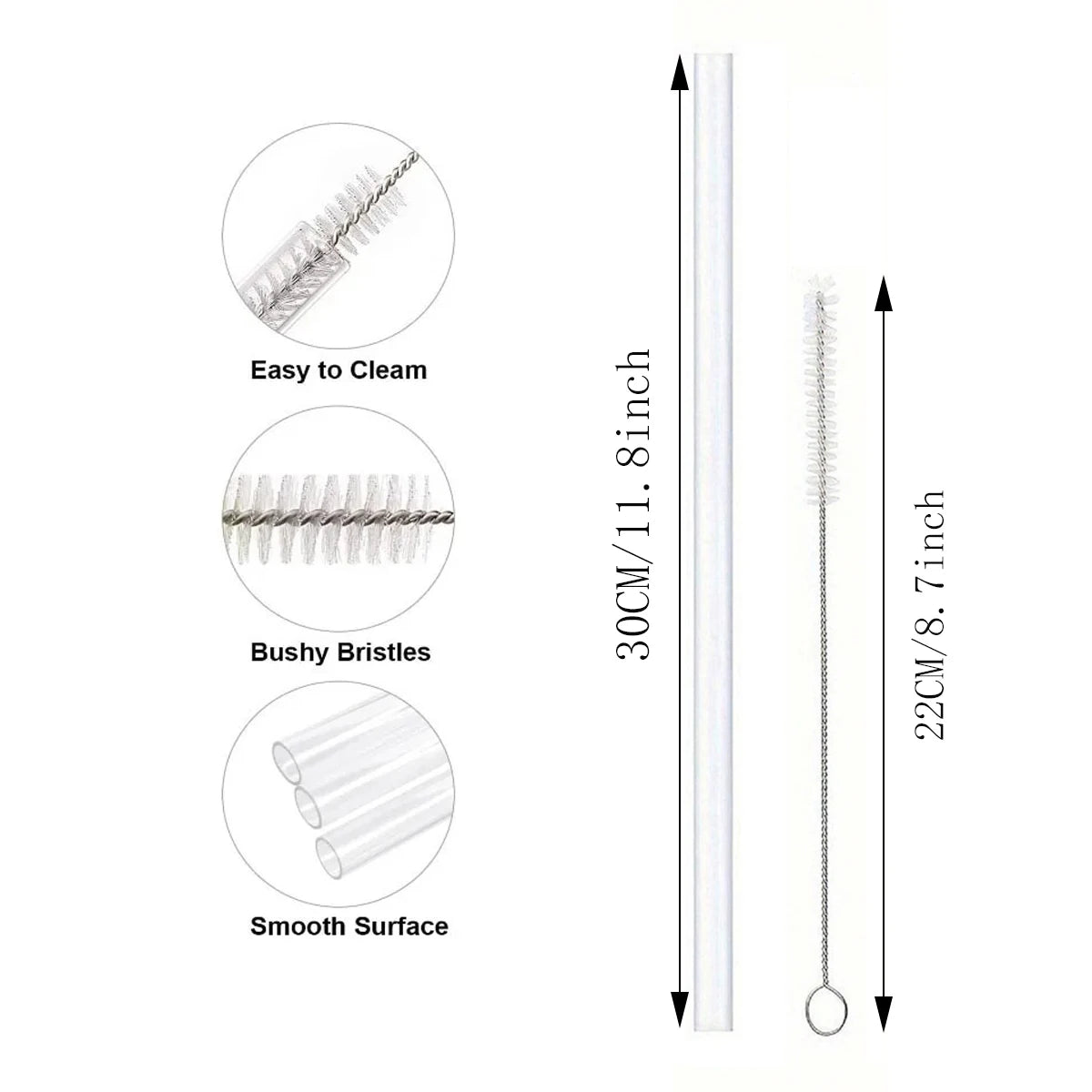 Replacement Straws for Stanley 40 oz Cup Tumbler, 4/8/12PCS Clear Reusable PVC Straws, 2 Straw Brushes,for Stanley Cup