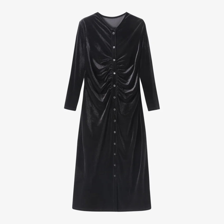 AS AW25 velvet print shirring woman dress elegance lady dressy wear