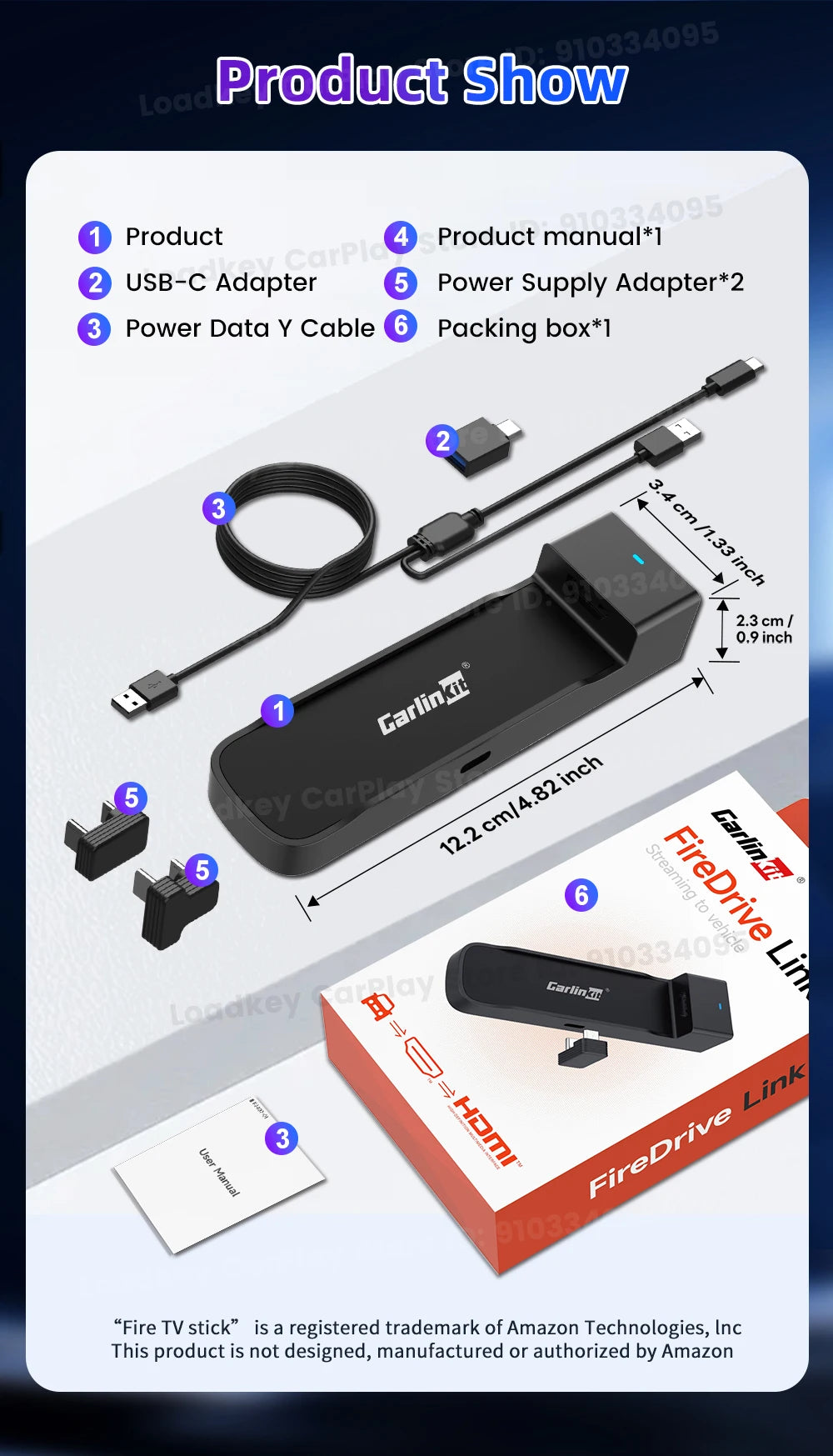 Carlinkit Supports Fire TV Stick Converter TV Streaming Box HDMI Wireless CarPlay TV Adapter  for Fire TV Stick HD 4K Max Lite