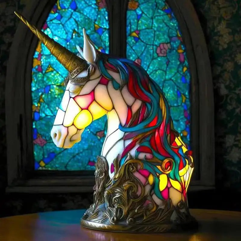 Animal Series Desk Lamp LED Decorative Night Stand Light Lamp Colorful Vintage Stained Resin Table Lamp Home Accessories