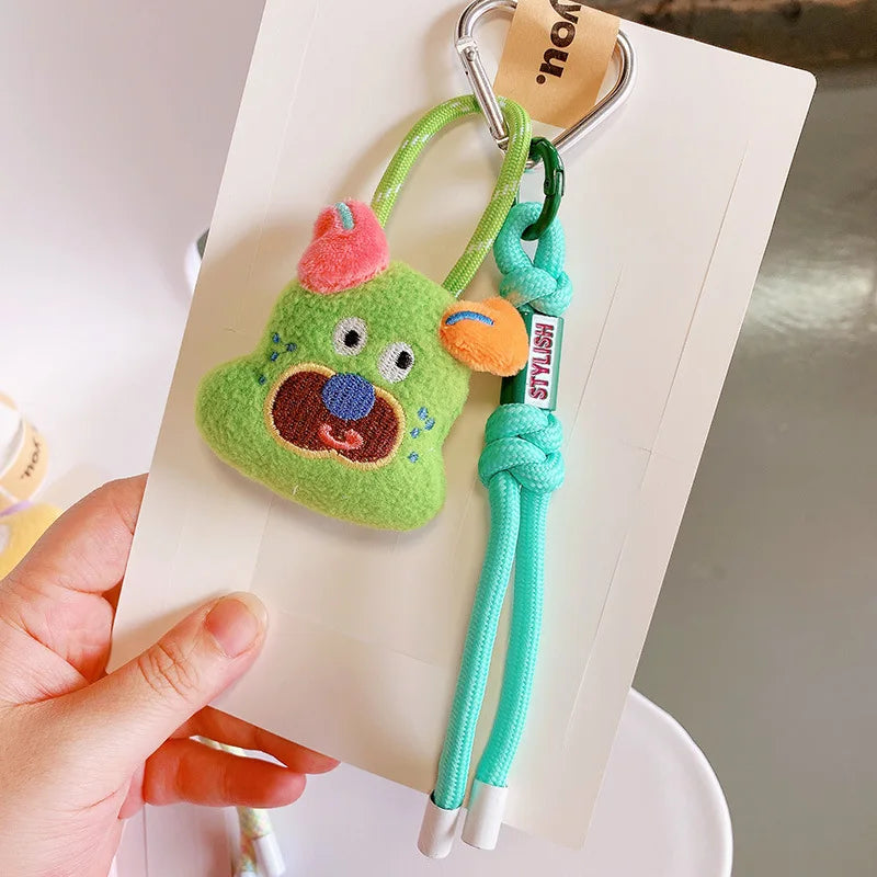 Funny Animal Doll Keychain With Randow Color Lanyard Accessories Mini Animal Doll Cute Keys Keyrings For Bag Pendant Kawaii Gift