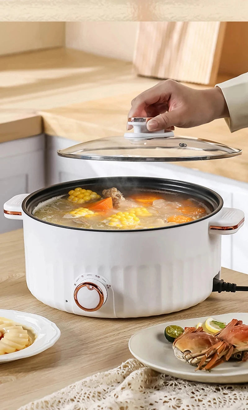 Portable Electric Multifunctional Cooker Household Double Layer Hot Pot Mini Non-stick Cookware for Kitchen and Home Appliance