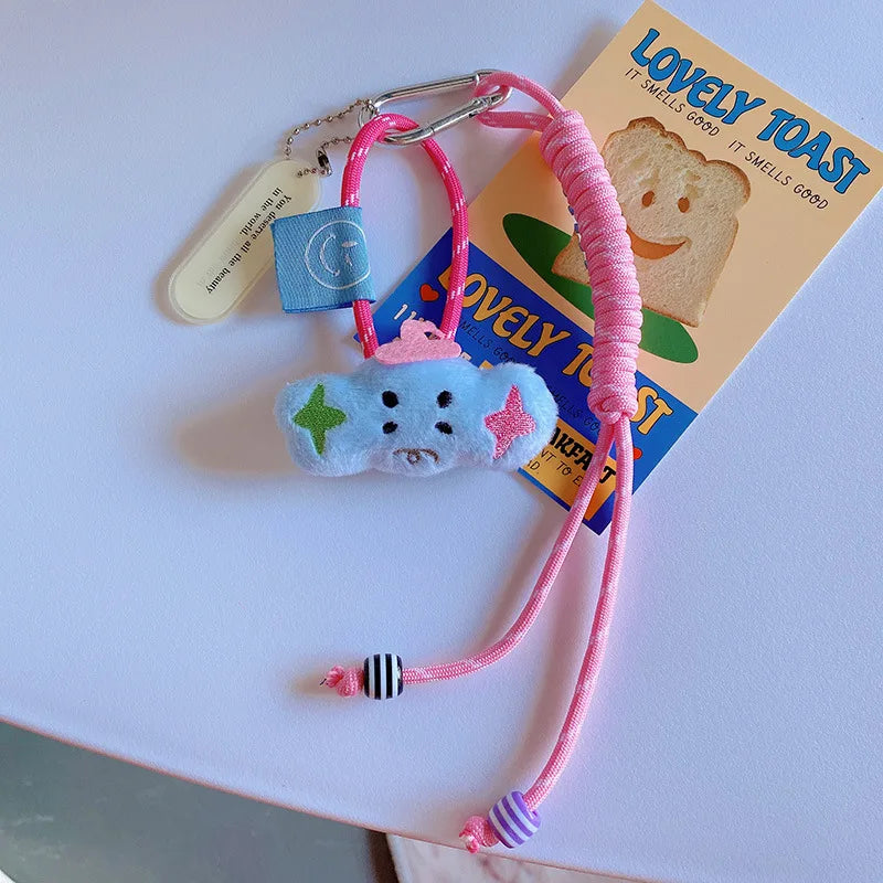 Funny Animal Doll Keychain With Randow Color Lanyard Accessories Mini Animal Doll Cute Keys Keyrings For Bag Pendant Kawaii Gift