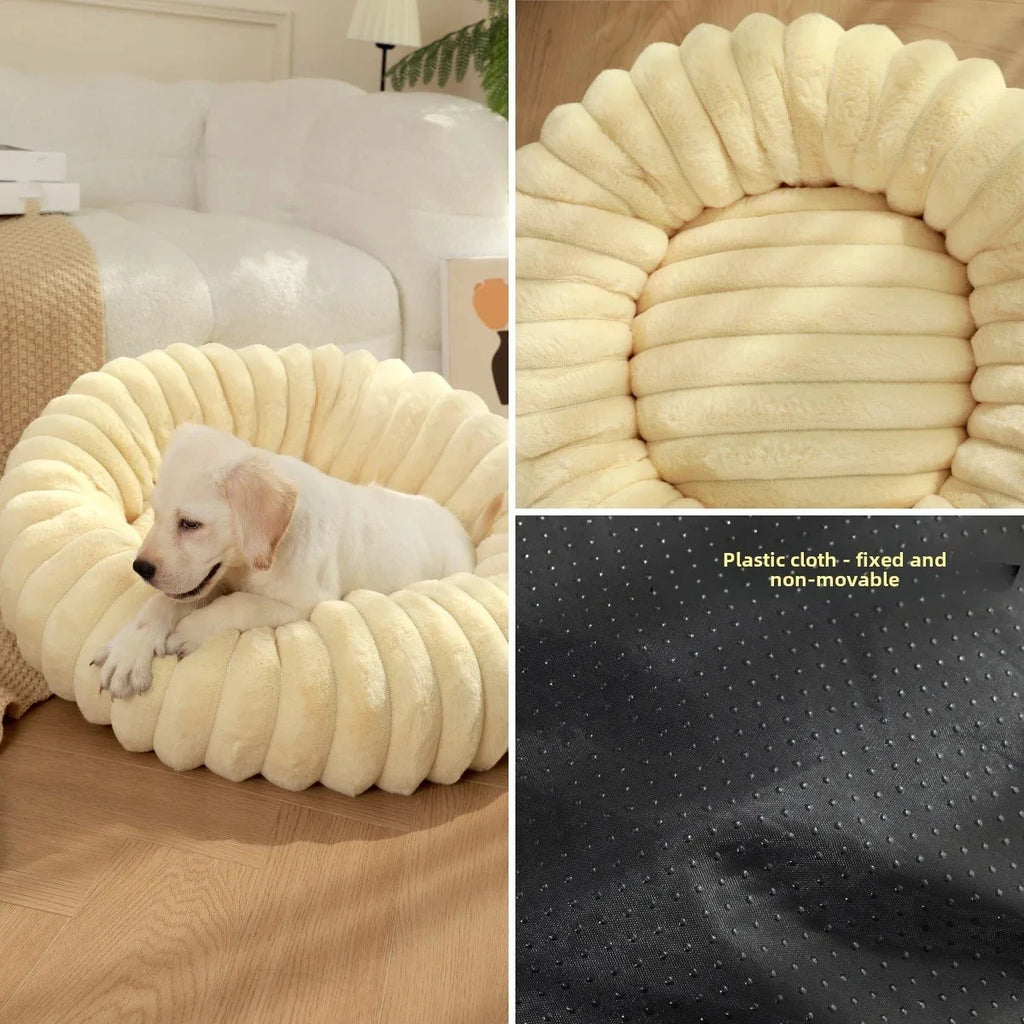 40-70cm Round Pet Bed for Dog Bed Super Soft Cat Bed Long Plush Dog House for Medium Dog House Winter Warm Sleeping