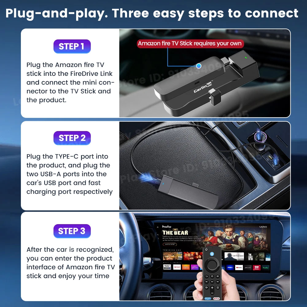 Carlinkit Supports Fire TV Stick Converter TV Streaming Box HDMI Wireless CarPlay TV Adapter  for Fire TV Stick HD 4K Max Lite